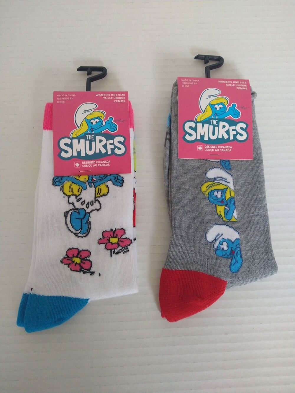 New 2 Pairs Smurfette & Smurfs crew socks collectable fun gifts